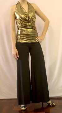 Latin outfit with gold draped top